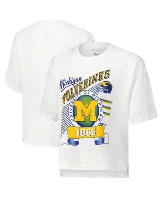 Women's White Michigan Wolverines Rock Roll Slub&nbsp;T-Shirt