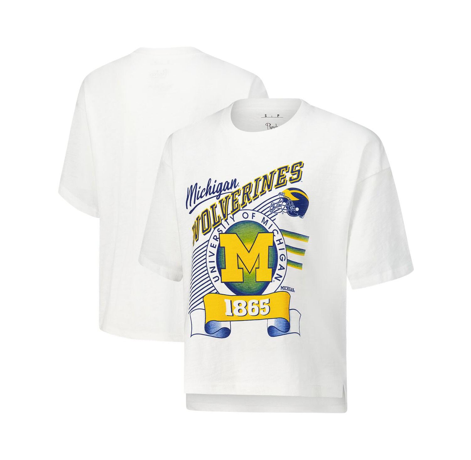 Women's White Michigan Wolverines Rock Roll Slub T-Shirt