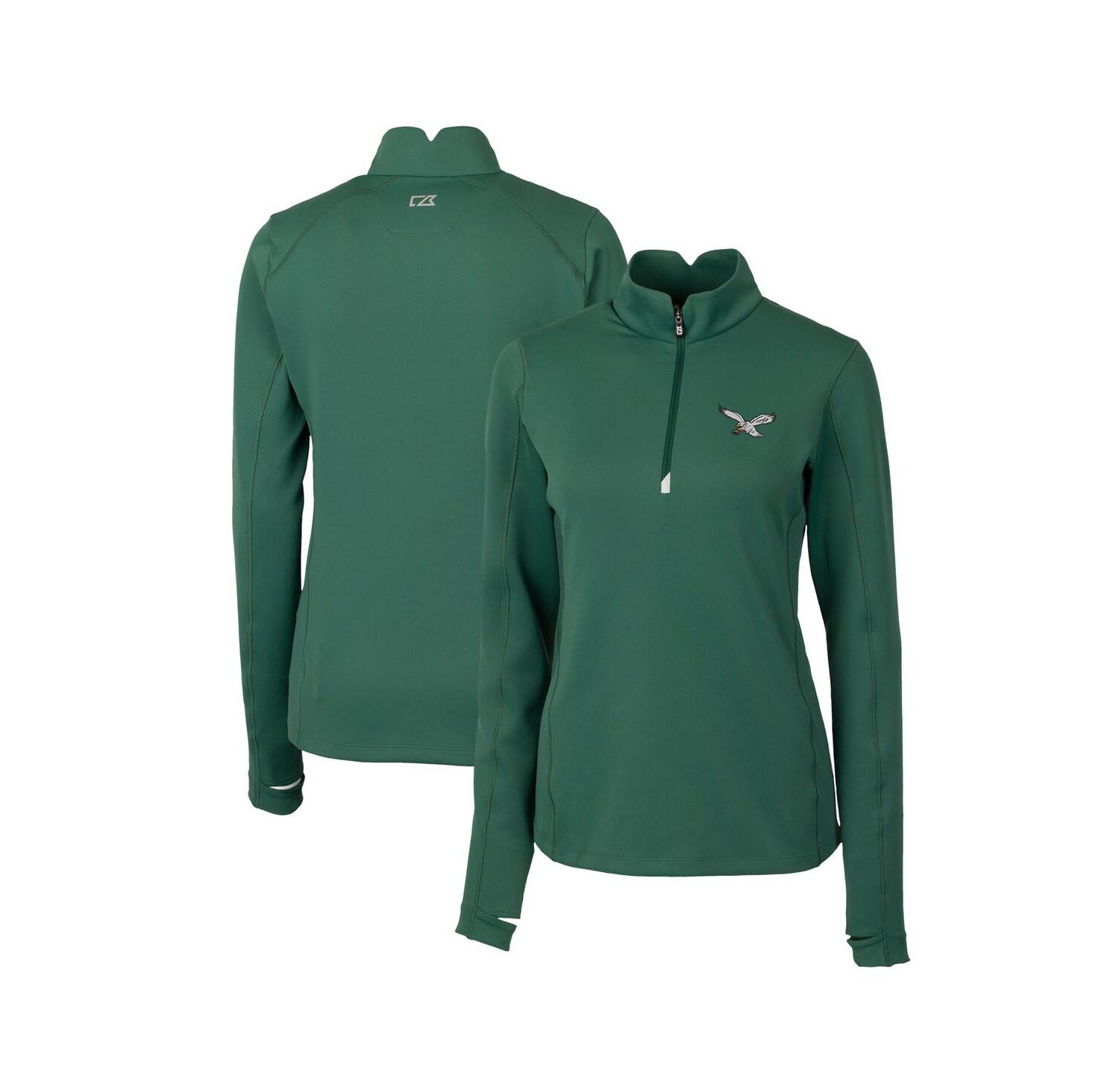 Women's Hunter Green Philadelphia Eagles Gridiron Classics Logo DryTec Traverse Stretch Quarter-Zip Pullover Top