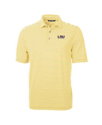Men's Gold LSU Tigers Alumni Logo Virtue Eco Pique Stripe Polo