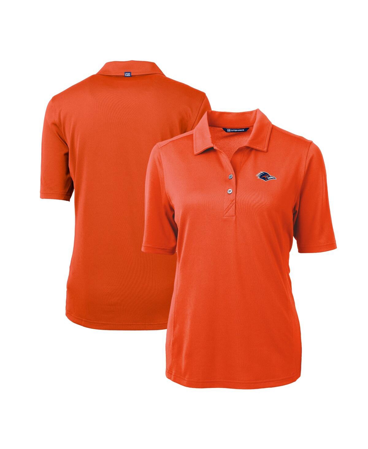 CUTTER & BUCK WOMEN'S ORANGE UTSA ROADRUNNERS DRYTEC VIRTUE ECO PIQUE POLO 