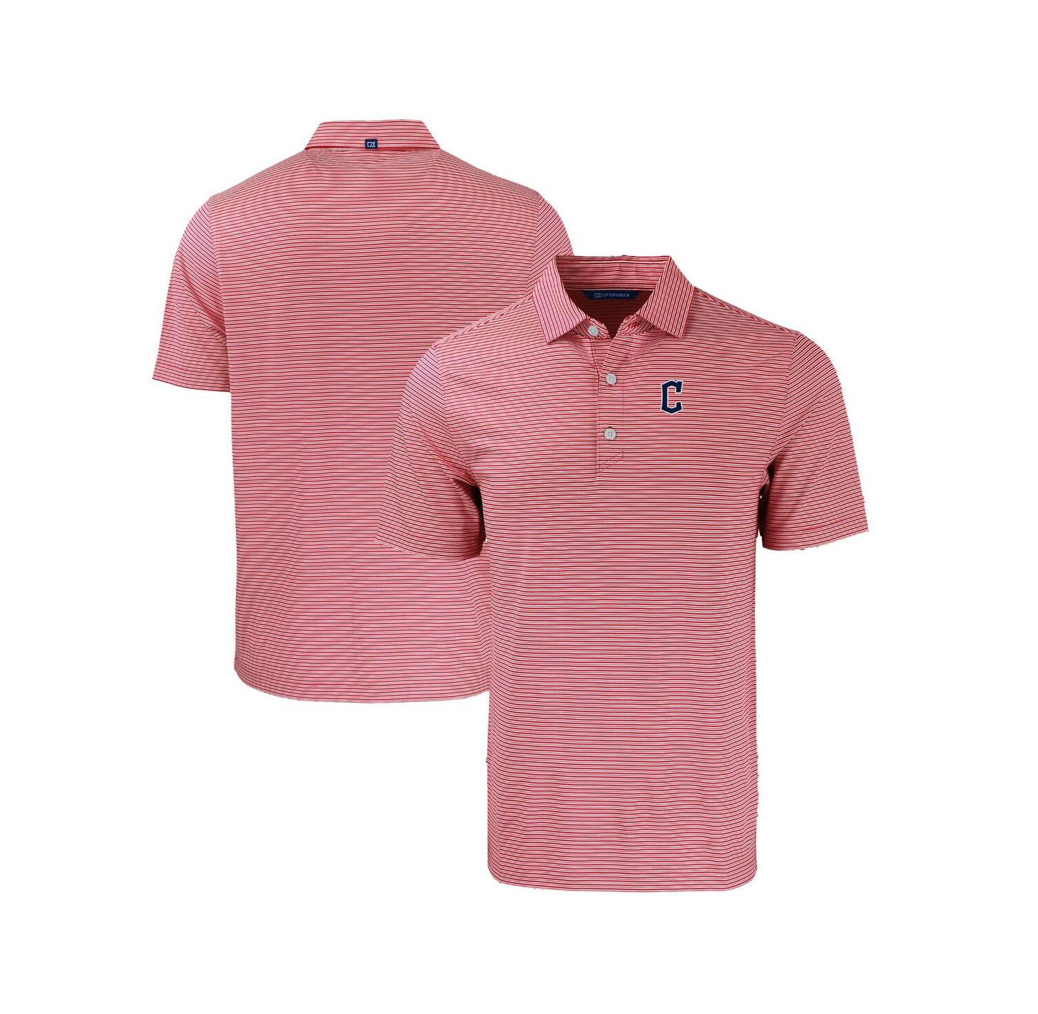 Men's Red/White Cleveland Guardians Forge Eco Double Stripe Stretch Polo