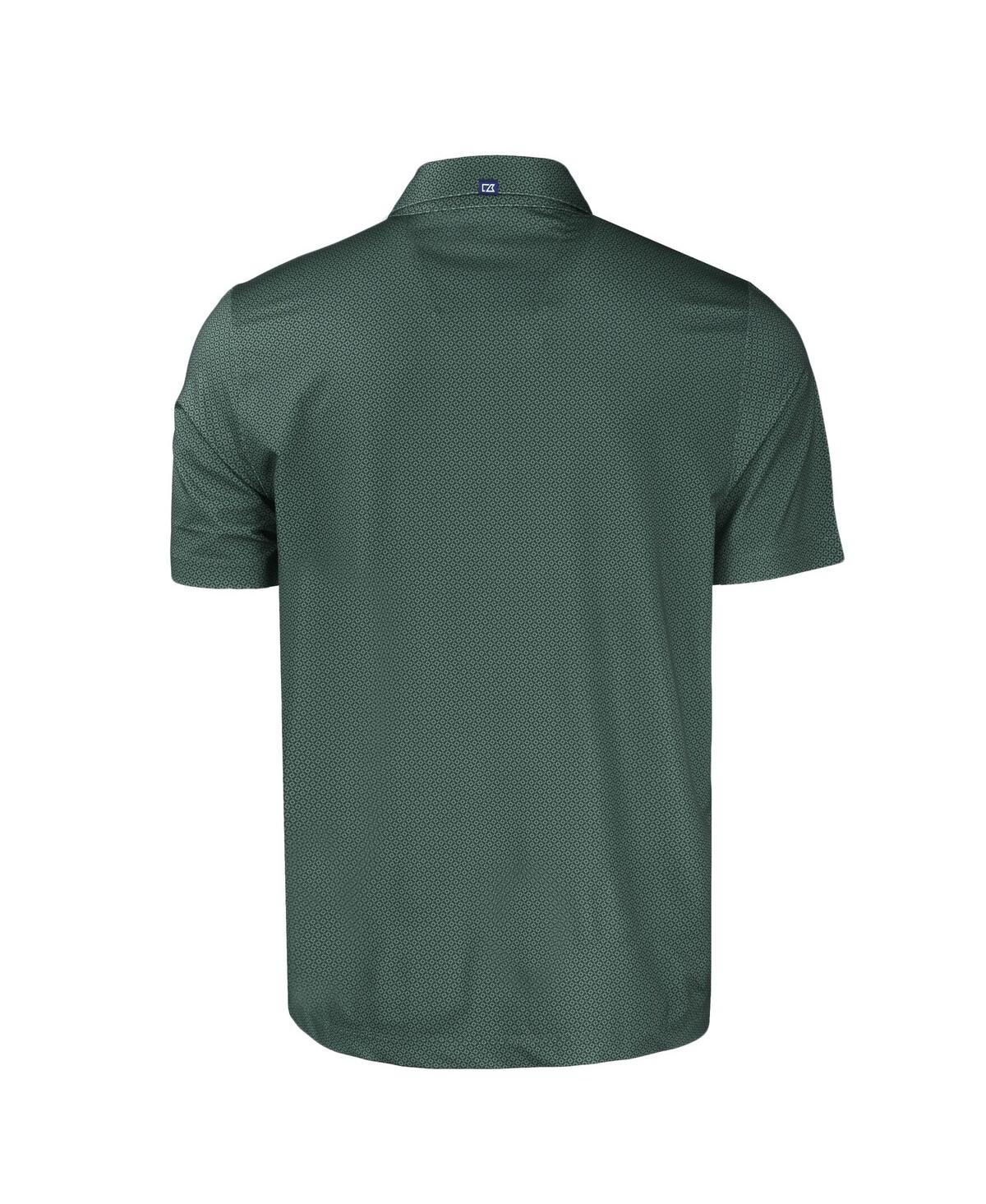 Cutter & Buck Men's Green Notre Dame Fighting Irish Pike Eco Tonal Geo Print Stretch Polo In Green