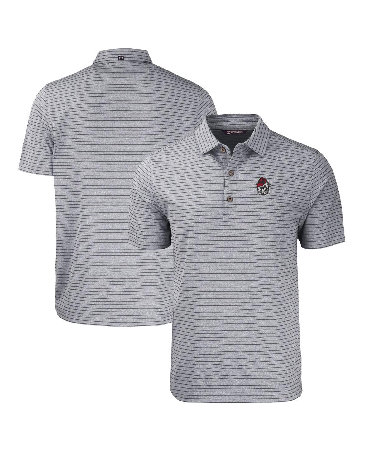 Cutter & Buck Men's Georgia Bulldogs Forge Eco Heathered Stripe Stretch Polo In Heather Black