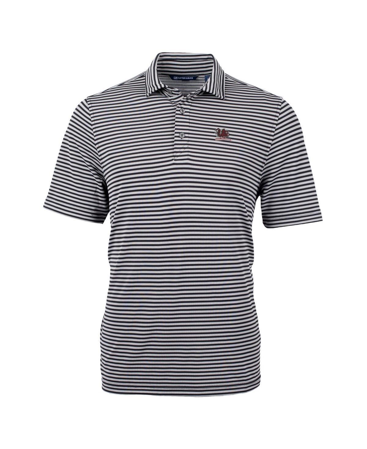 Cutter & Buck Men's Black South Carolina Gamecocks Vault Drytec Virtue Eco Pique Stripe Polo In Black