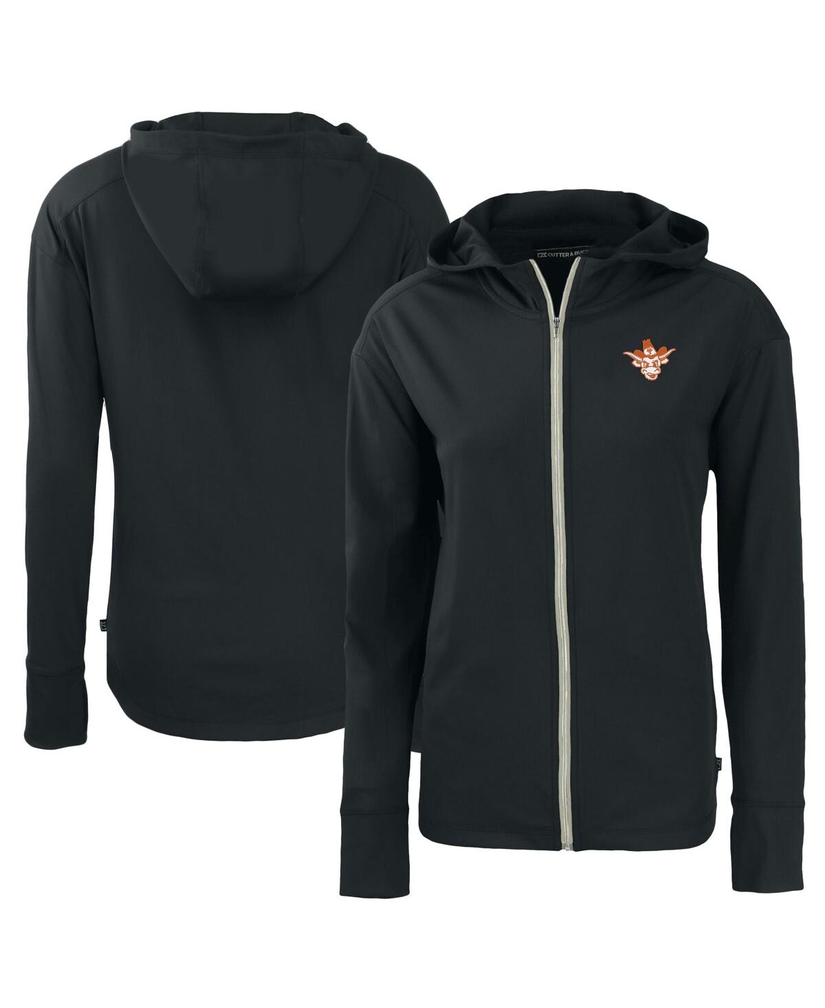 CUTTER & BUCK WOMEN'S BLACK TEXAS LONGHORNS VAULT DAYBREAK ECO FULL-ZIP HOODIE 