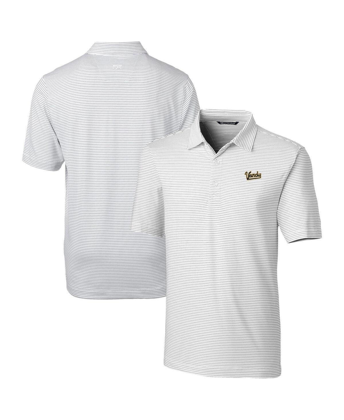 Cutter & Buck Men's White Vanderbilt Commodores Vault Forge Pencil Stripe Stretch Polo In White