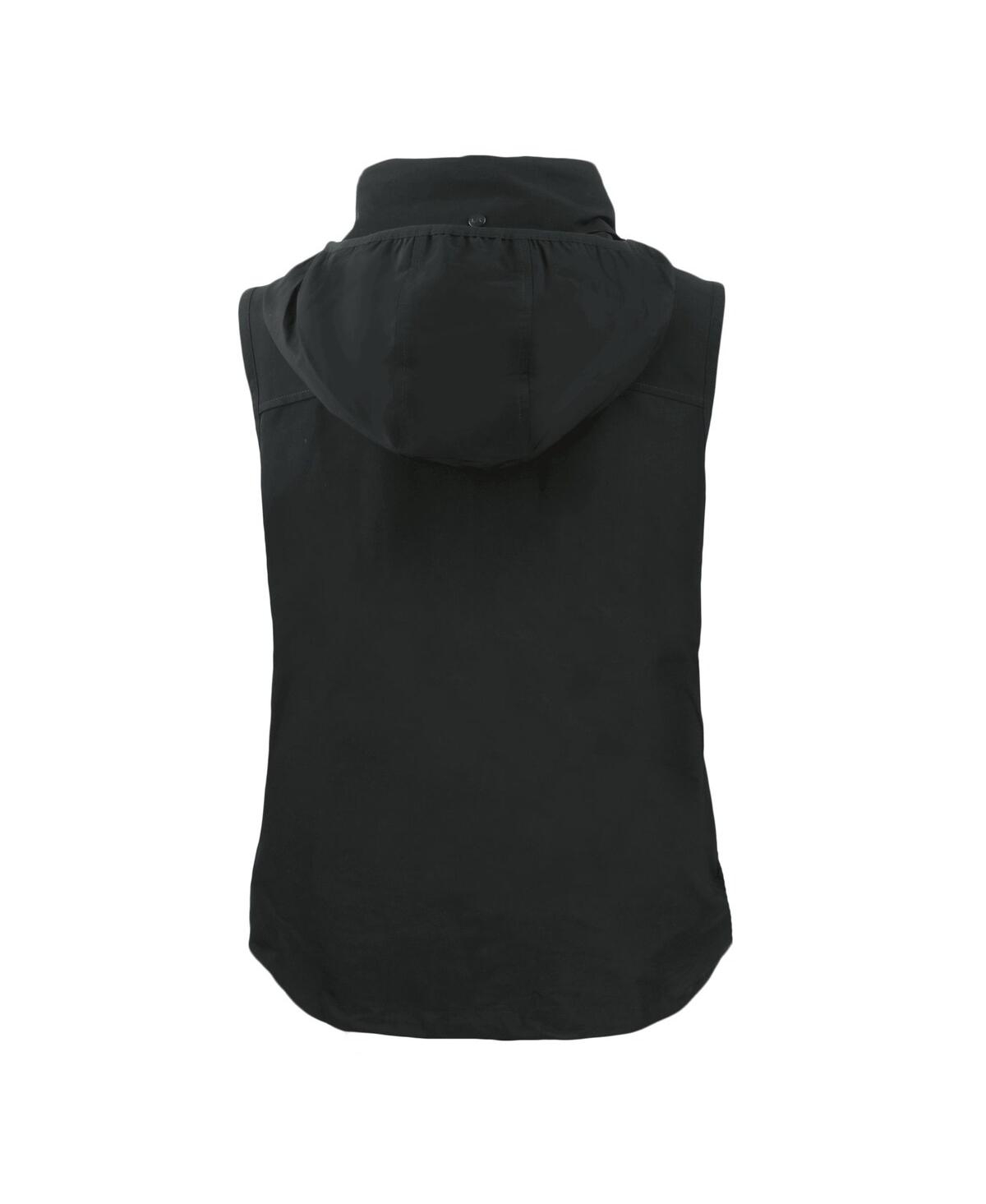 CUTTER & BUCK WOMEN'S BLACK MINNESOTA VIKINGS CHARTER ECO FULL-ZIP HOODIE VEST 