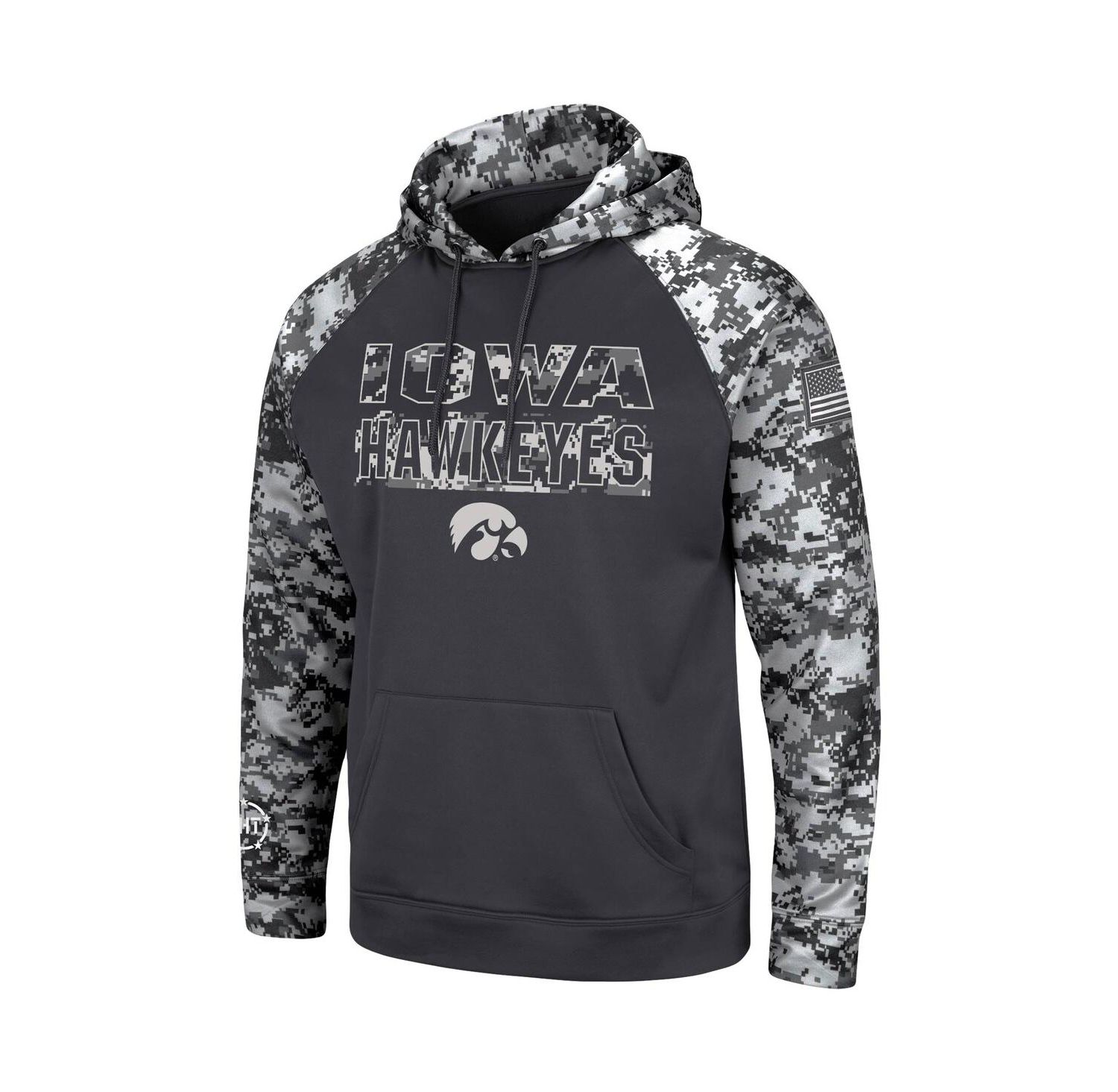 Men's Charcoal Iowa Hawkeyes OHT Military-Inspired Appreciation Digital Camo Pullover Hoodie