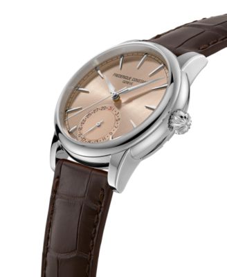 Men's Swiss Automatic Classic Date Manufacture Brown Leather Strap Watch 40mm