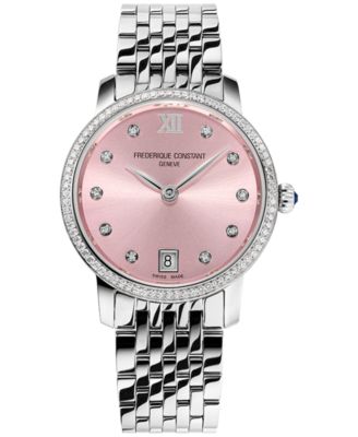Frederique Constant - Women's Swiss Slimline Diamond (x ct. t.w.) Stainless Steel Bracelet Watch 30mm