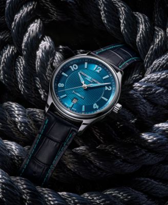 Men's Swiss Automatic Runabout Blue Leather Strap Watch 42mm