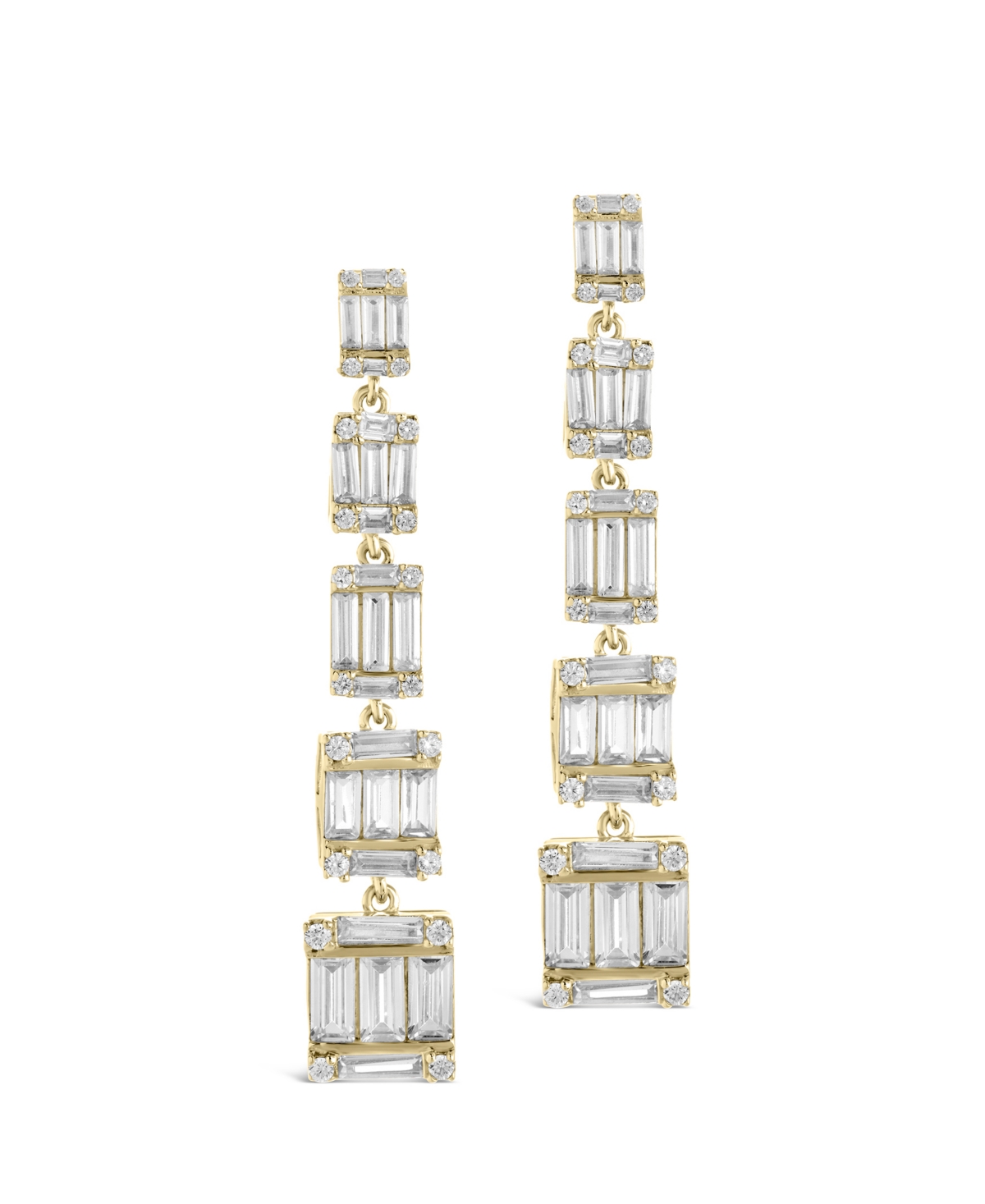 Sterling Forever Penelope Cubic Zirconia Linear Drop Earrings In Gold
