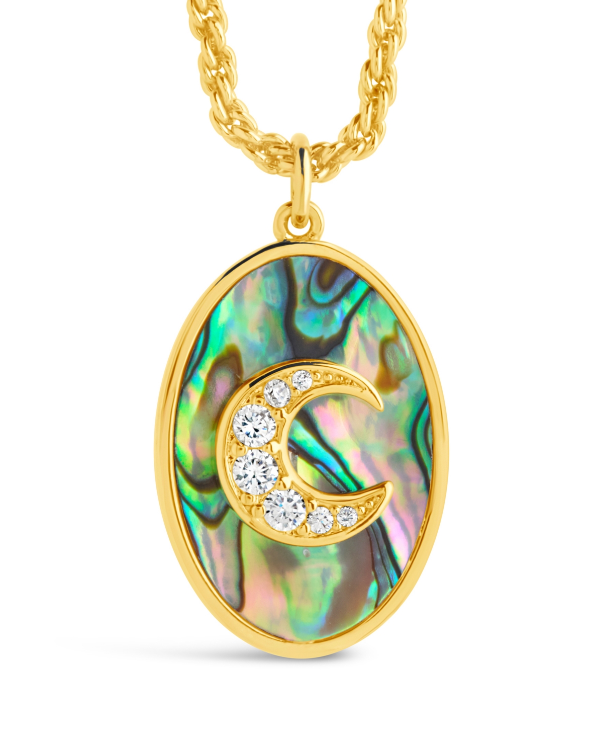 Sterling Forever Carrie Cubic Zirconia Abalone Night Sky Pendant Necklace In Gold