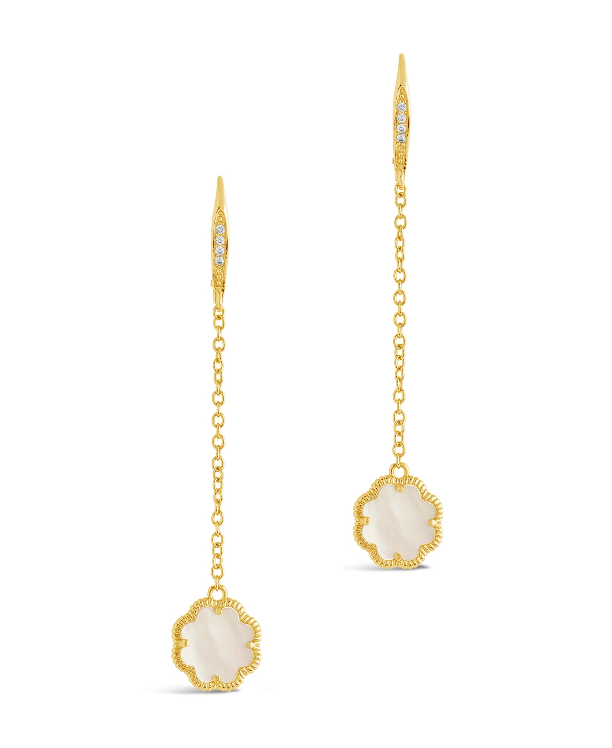 Sterling Forever Rose Petal Long Drop Earrings In Gold,malachite