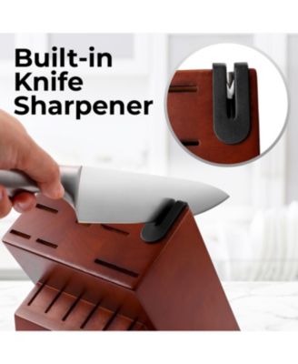 15 Piece Stainless Steel Knife Set with Block and Sharpener