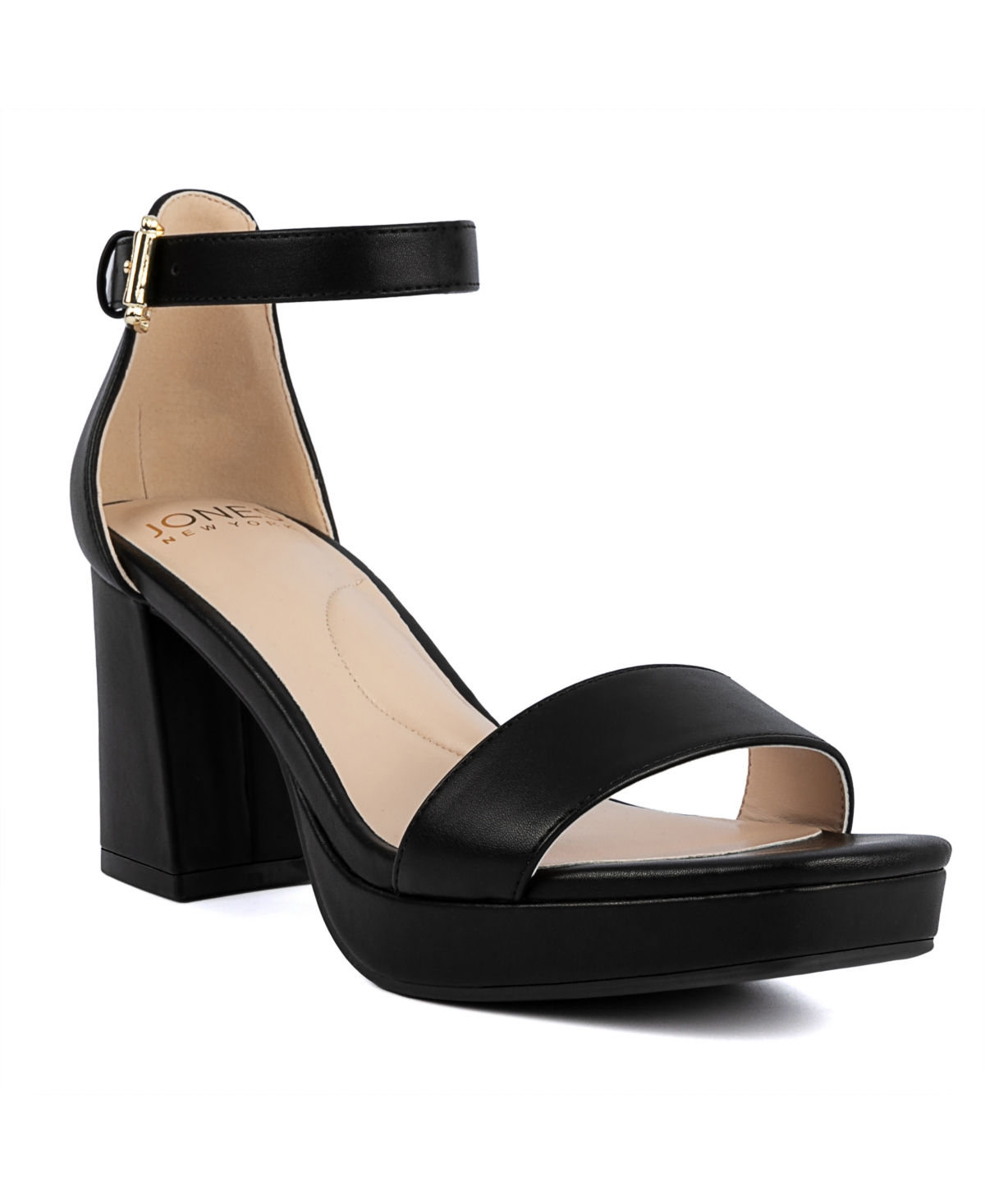Jones New York Herliza Womens Adjustable Manmade Ankle Strap In Black Smooth