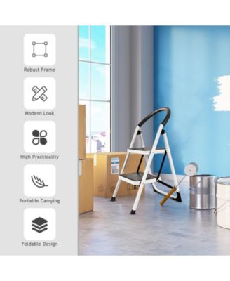 2.75-Foot Folding Step Stool with Iron Frame and Anti-Slip Pedals