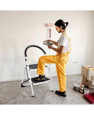 2.75-Foot Folding Step Stool with Iron Frame and Anti-Slip Pedals