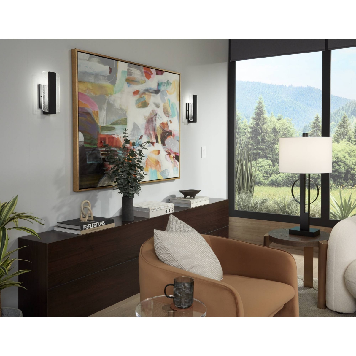 Cascadia Modern Wall Light SconceMetal Hardwired Fixture Led Piastra Art Glass Panel for Bedroom Bedside Bathroom Vanity Living Room Hallway