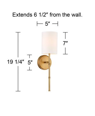 Abigale Modern Wall Light Sconces Set of 2 Brass Hardwire 5" Fixture White Fabric Shade for Bedroom Reading Living Room Hallway House