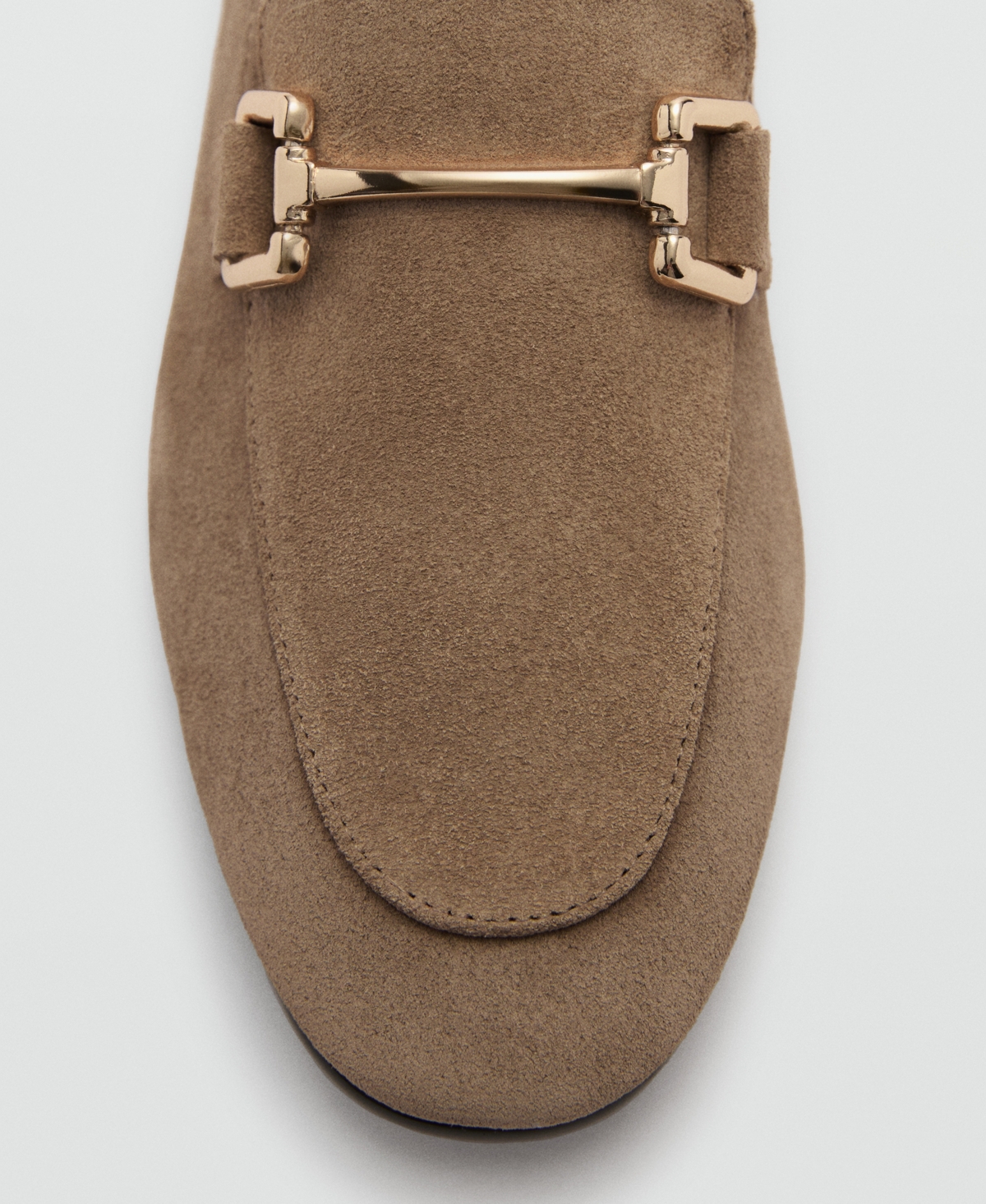 Mango Women's Suede Leather Moccasins -Pastel Brown
