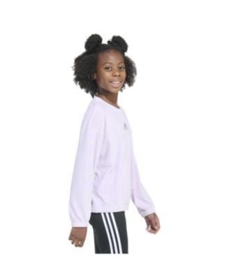Big Girls Long Sleeve Rib Velour Crewneck Pullover Sweatshirt