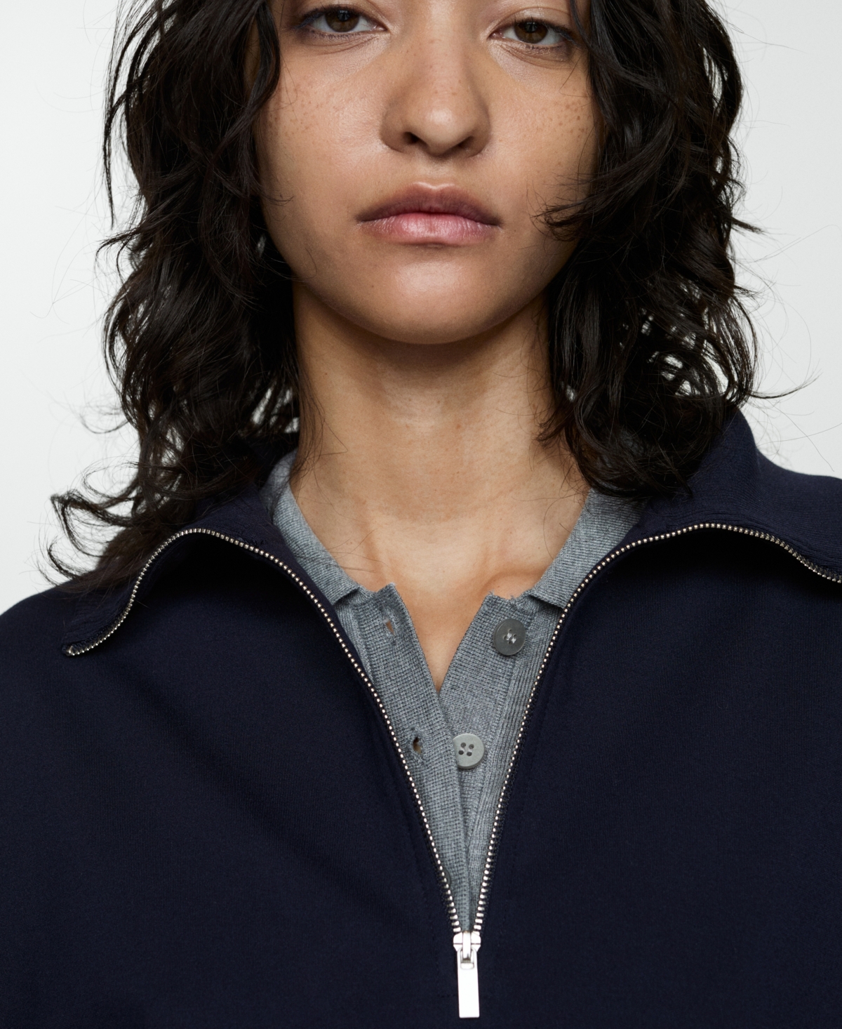 Mango Women's Zipper High Collar Sweater