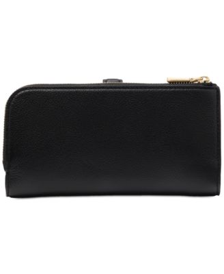 Deco Pebbled Leather Zip Slim Wallet