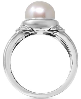 Cultured Freshwater Pearl (9-1/2mm) & Diamond (1/20 ct. t.w.) Ring in Sterling Silver