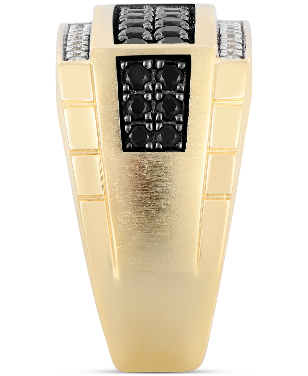 Macy's Men's Black & White Diamond Square Cluster Ring (1 Ct. T.w.) In 10k Gold In Gold