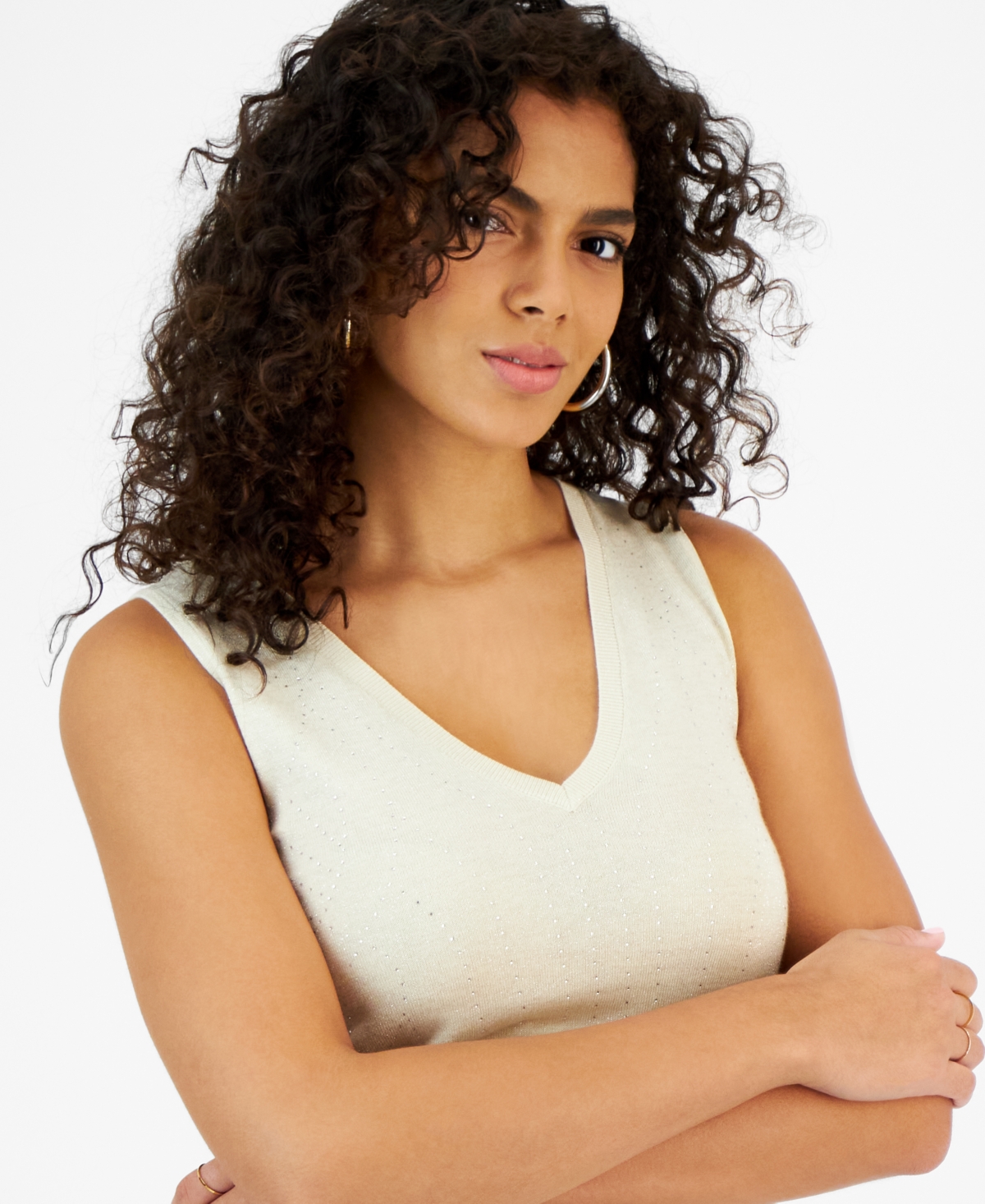 Guess Women's Janine Rhinestone Sleeveless Sweater