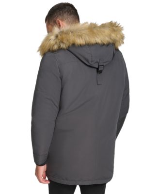 Men's Long Parka with Faux-Fur Lined Hood