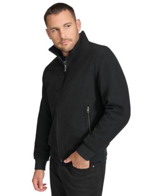 Men's Wool Bomber Jacket With Knit Trim