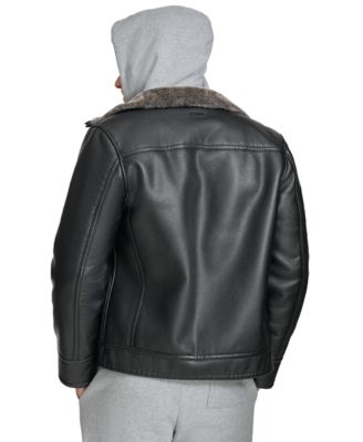 Men's Pebble Faux Leather & Faux Fur Lined Jacket