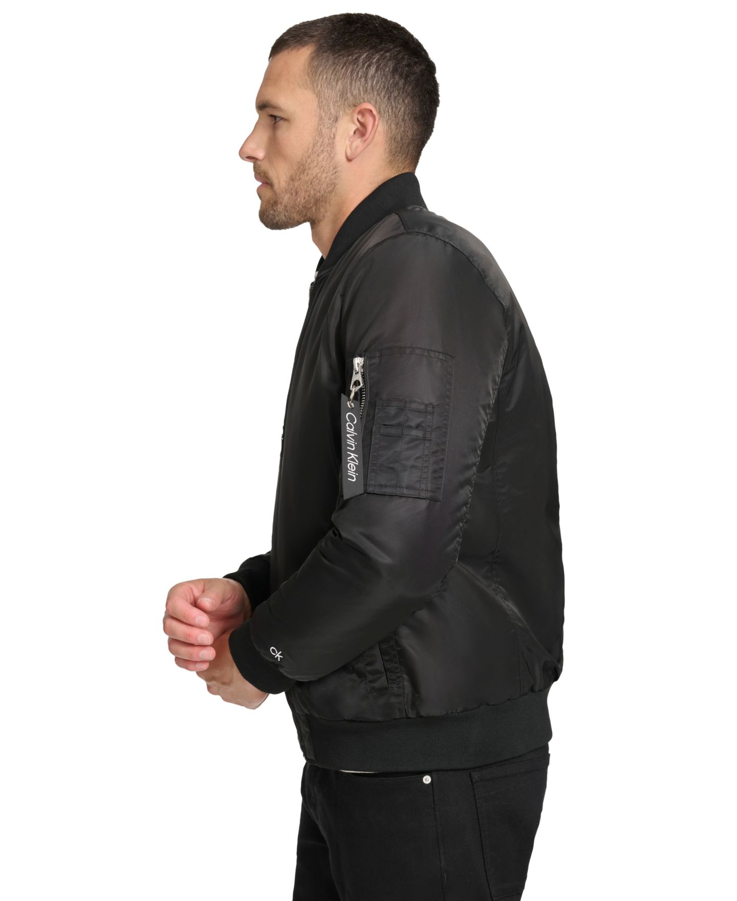 Мужская куртка Calvin Klein Classic MA-1 Nylon Bomber, цвет: Чёрный — фото 3