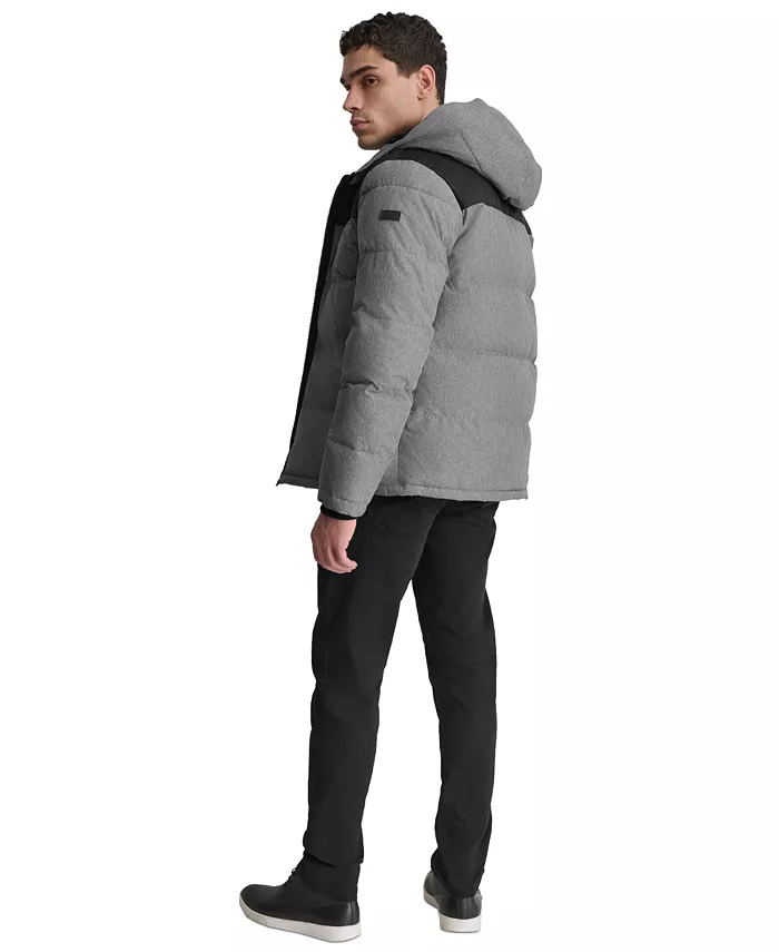 Men's Mixed-Media Puffer Coat - thumbnail 2