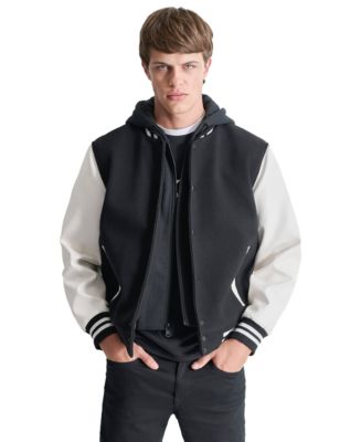 DKNY Men's Colorblocked Removable Hood Varsity Jacket Macy's