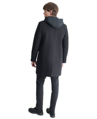 Men's Removable Hood Notch-Lapel Coat