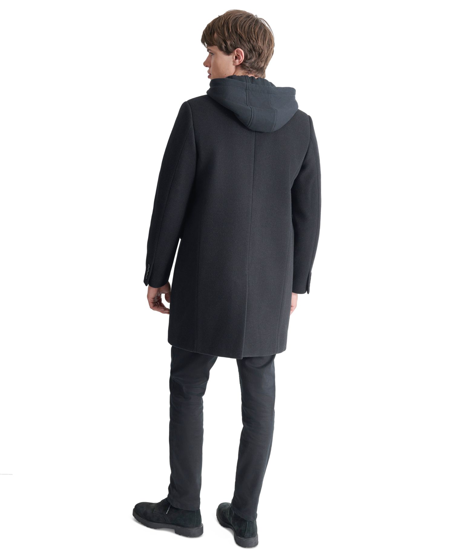 Men's Removable Hood Notch-Lapel Coat