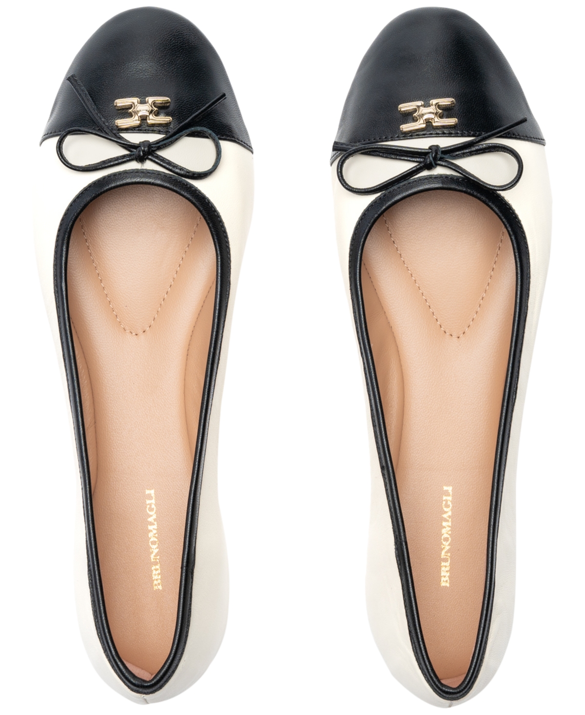 Shop Bruno Magli Women's Donatella Flats In Black,cream