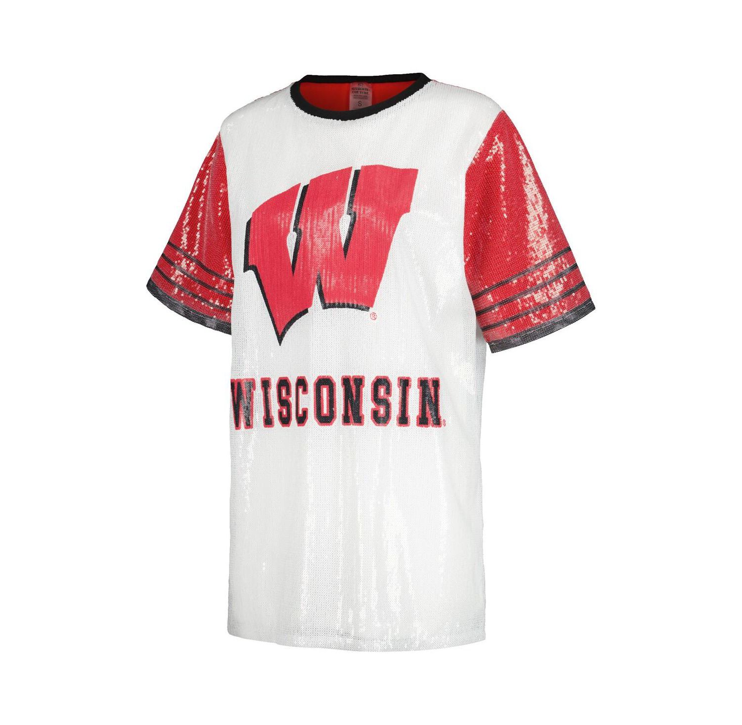 Women's White Wisconsin Badgers Chic Full Sequin Jersey Dress