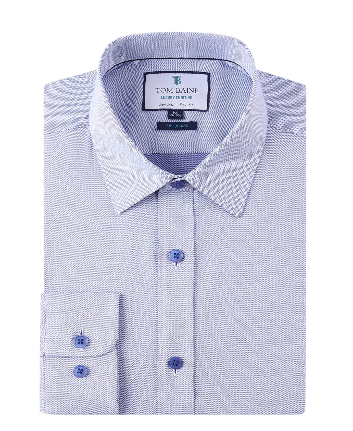 Мужская рубашка Tom Baine Four-Way Stretch Jacquard Solid Button Down Dress Shirt, цвет: Синий — фото 1