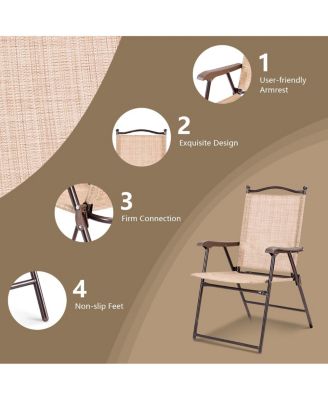 Set of 2 Patio Folding Sling Back Camping Deck Chairs