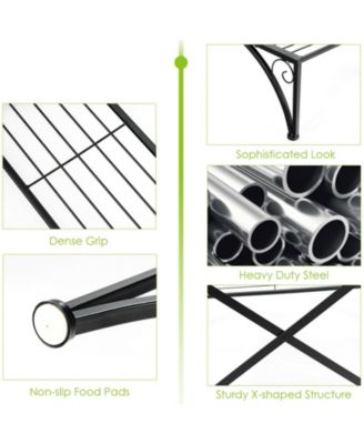 3-Tier Metal Plant Rack Garden Shelf in Stair Style