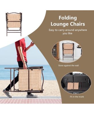 Set of 2 Patio Folding Sling Back Camping Deck Chairs