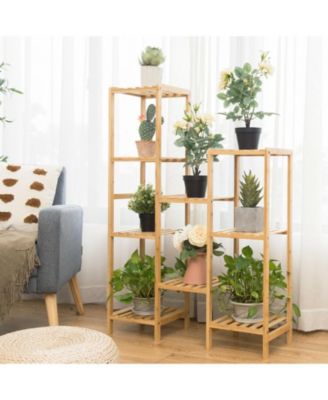 9-Tier Bamboo Plant Stand for Living Room Balcony Garden