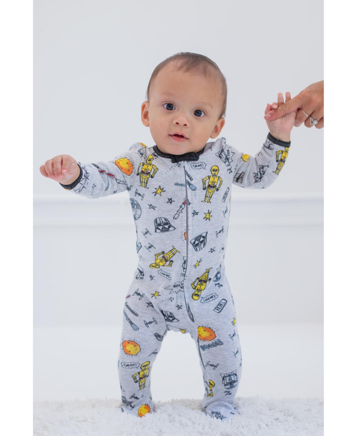 Starwars Baby Boys Star Wars Chewbacca R2- D2 Darth Vader Stormtrooper Baby 2 Pack Zip Up Long Sleeve Sleep N' Play Coveralls to -gr