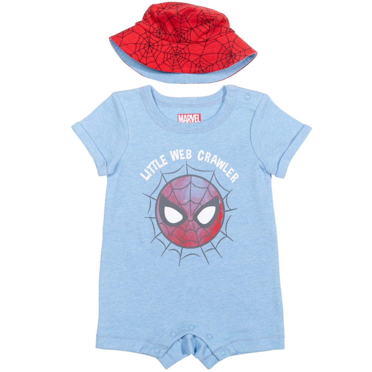 Marvel Baby Boys Spider-Man Baby Romper and Bucket Sun Hat Newborn to -/ red