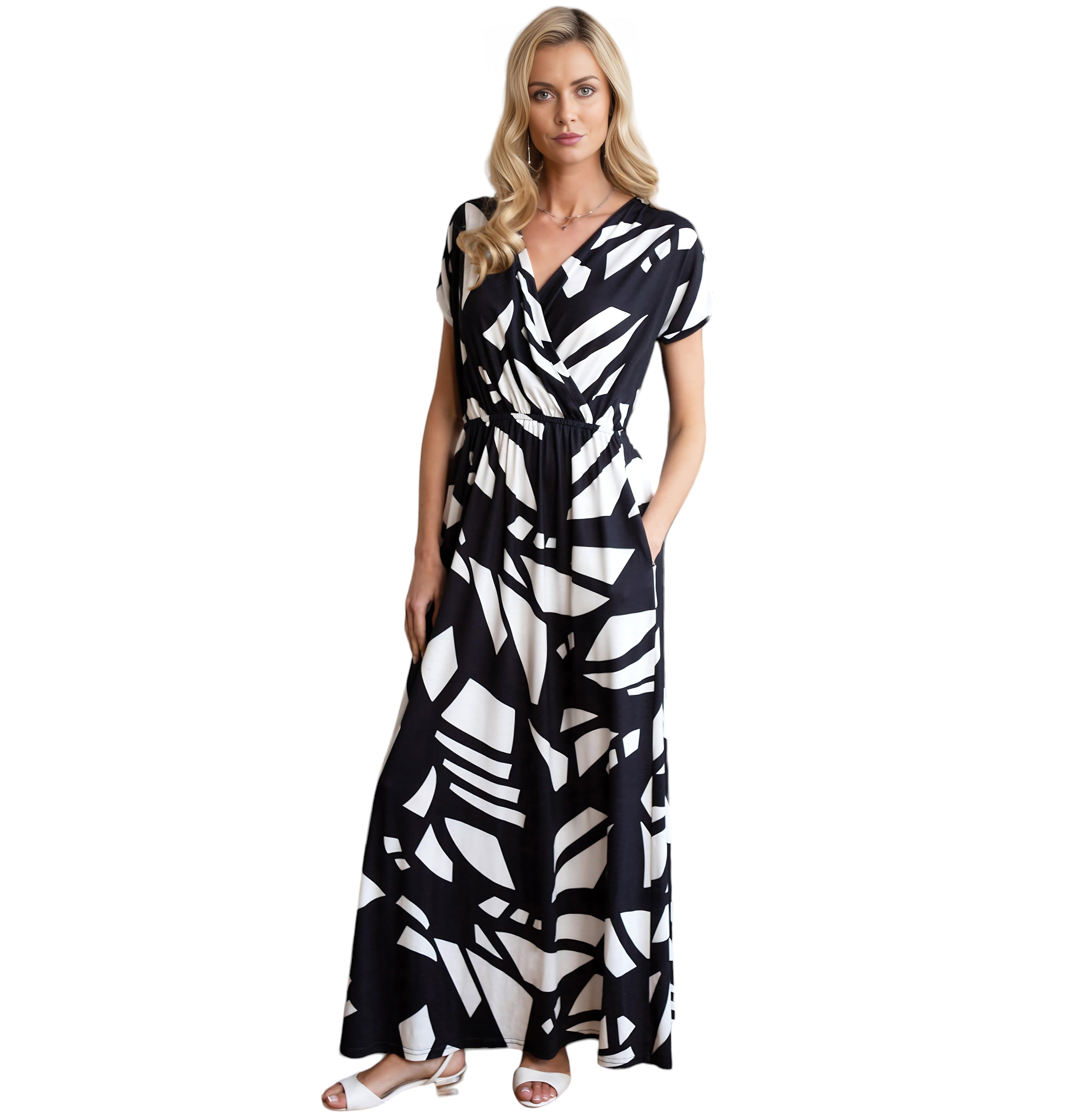HotSquash London Women's Faux-Wrap Jersey Maxi Dress